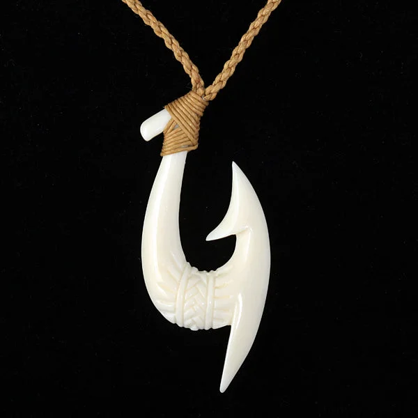 Statement Necklace for Women-Cow Bone Handcrafted Fish Hook Necklace