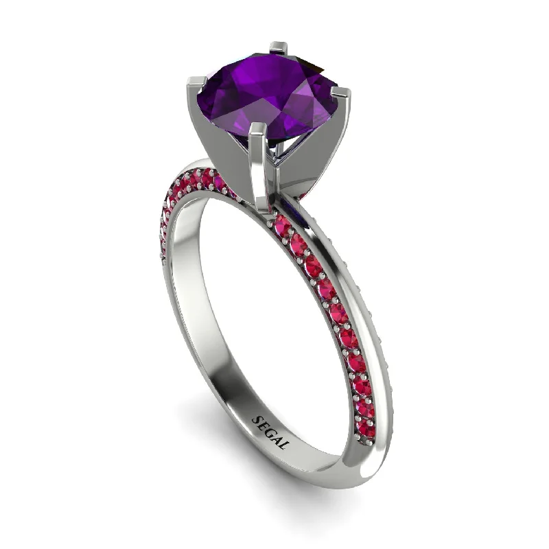 Silver Wedding Ring for Women-Classic Amethyst Ring With A Twist - Leilani No. 312