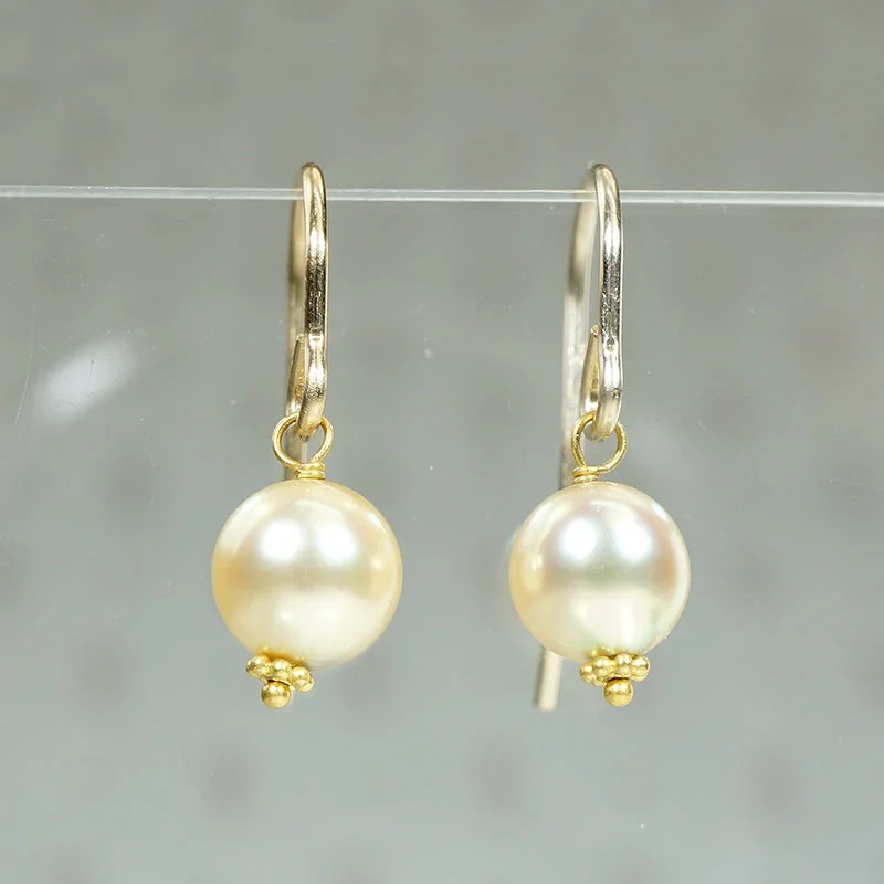 Black Earrings for Evening Wear-Delicate Pearl & 22k Gold Drop Earrings