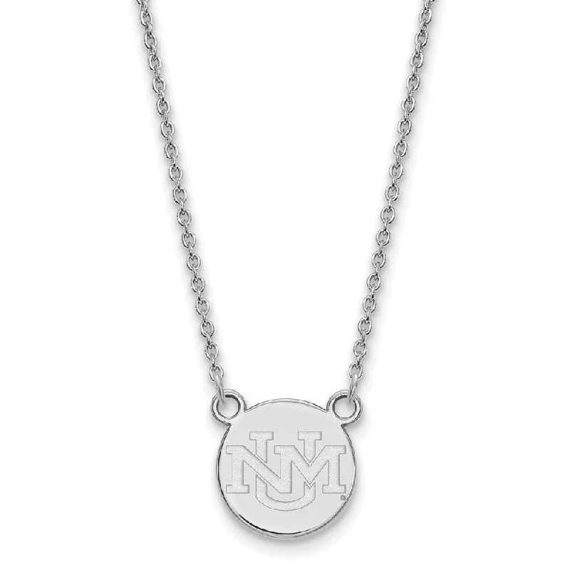 Chain Necklace for Men-10k White Gold U of New Mexico Small Pendant Necklace