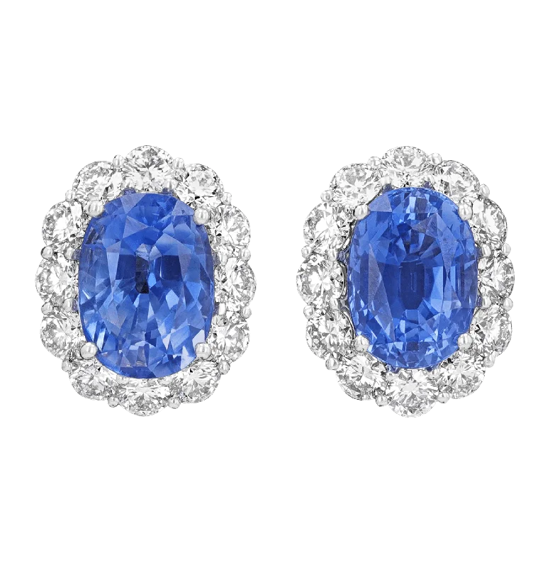 Gold Plated Earrings for Women-Sapphire Earrings, 9.64 carats