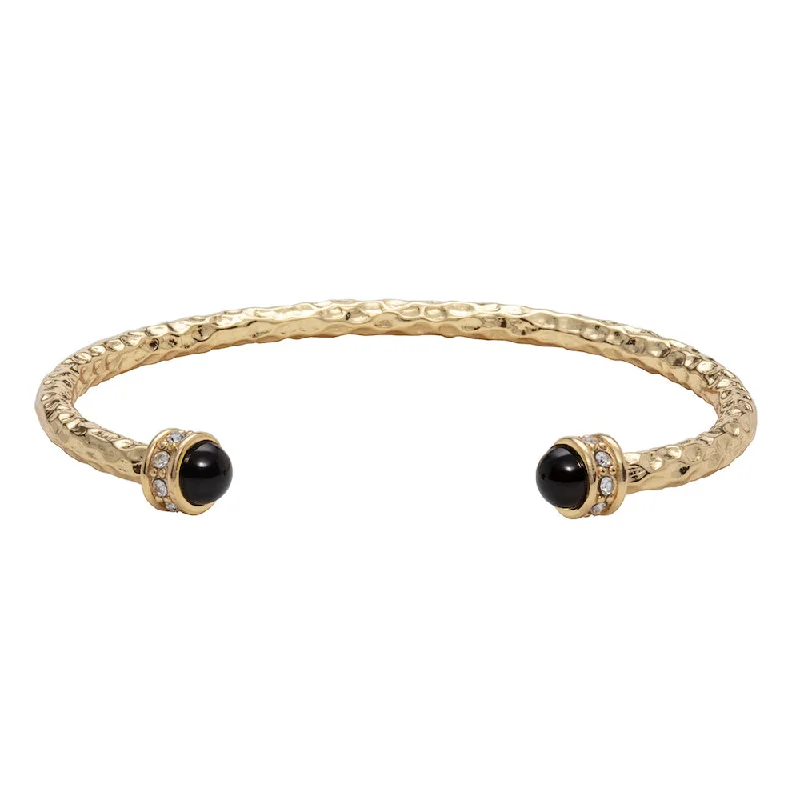 Customizable Bangle Set for Weddings-Hammered Torque Black & Gold Bangle