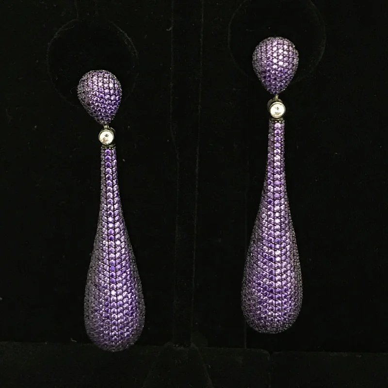 Beautiful Earrings for Evening Parties-Crystal Elongated Drop Earrings