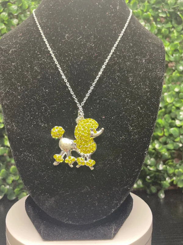 Simple Silver Pendant Necklace-Yellow dog necklace