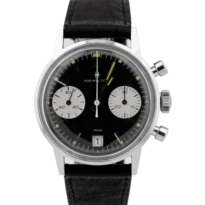 High-End Watches for Investment Pieces-Vintage Hamilton Chronograph Black White Reverse Panda 36mm Automatic Watch 7823