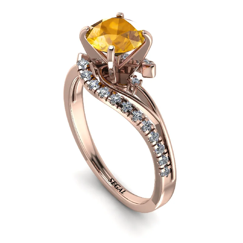 Classic Men’s Wedding Ring with Engraving-Twist Shank Yellow Diamond Engagement Ring - Maria No. 1002