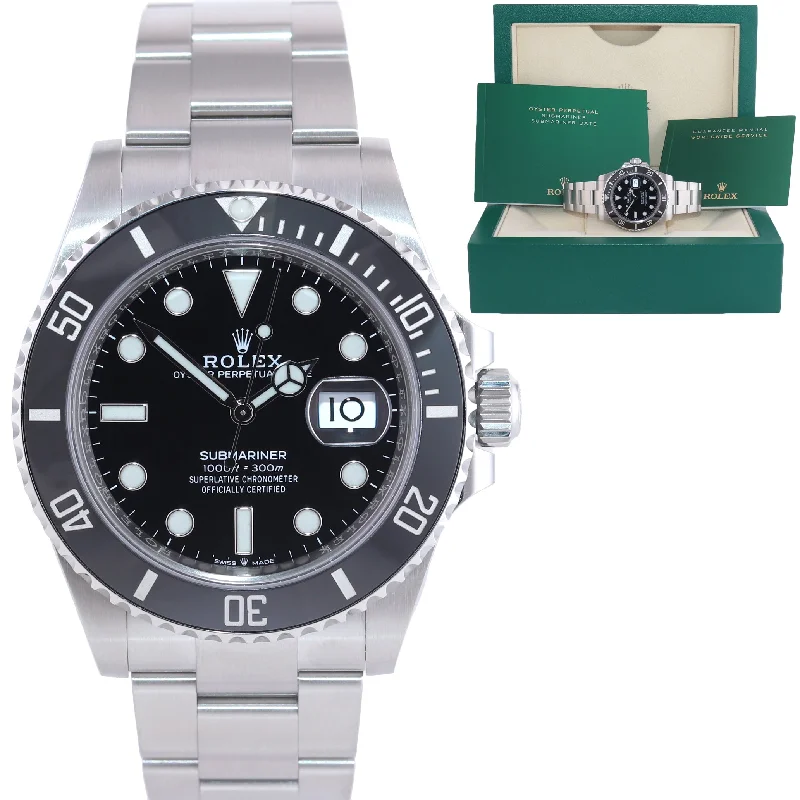 Women's Watches with Elegant Design-MINT 2022 Rolex Submariner 41mm Black Ceramic 126610LN Watch Box