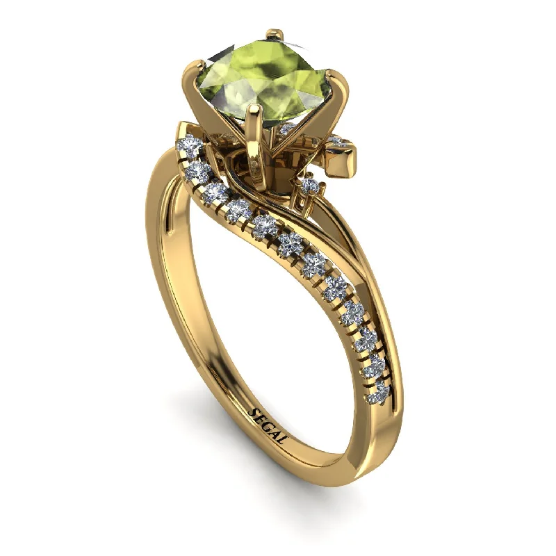 Beautiful Sapphire Ring for Women-Twist Shank Peridot Engagement Ring - Maria No. 701