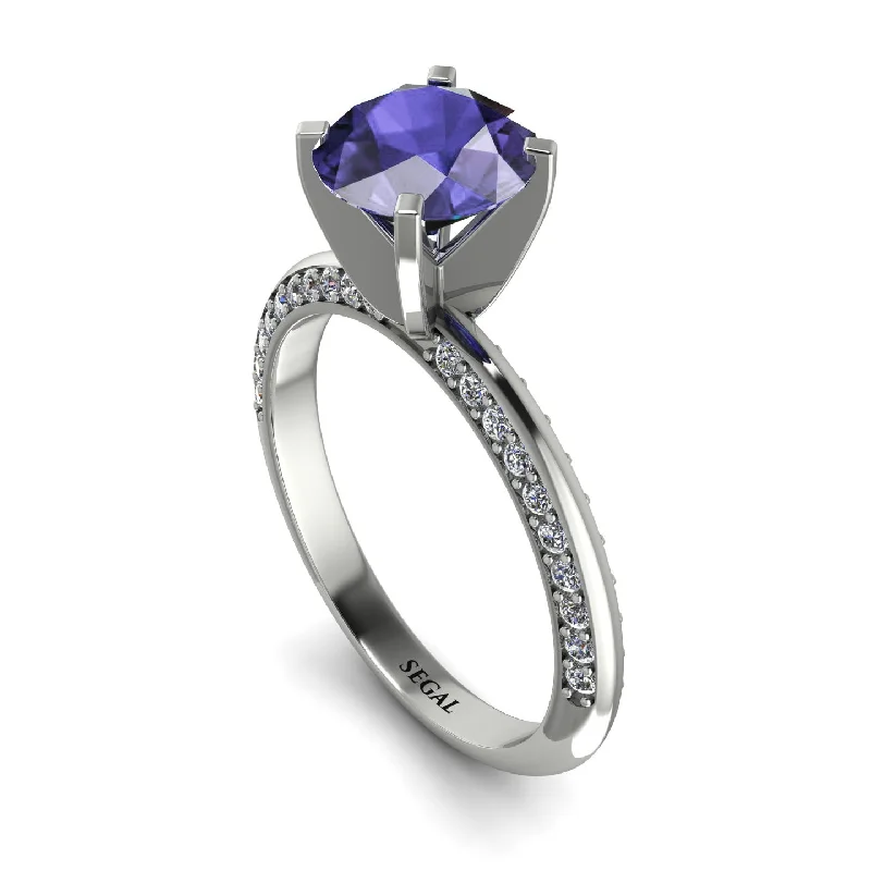 Custom Diamond Ring for Engagement-Classic Tanzanite Ring With A Twist - Leilani No. 203