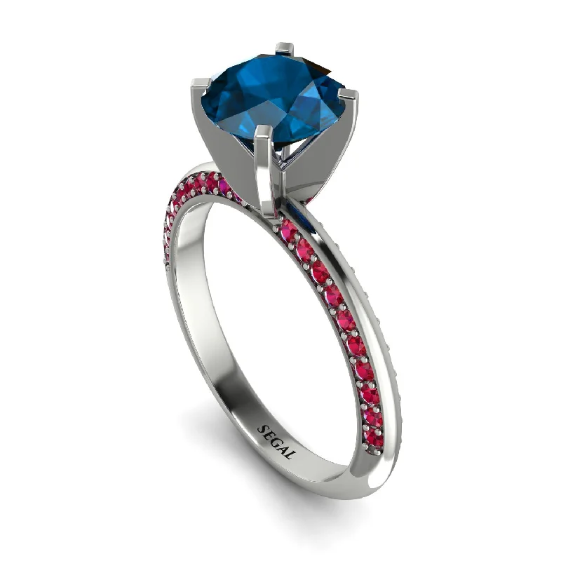 Custom Wedding Ring for Special Day-Classic Blue Topaz Ring With A Twist - Leilani No. 512