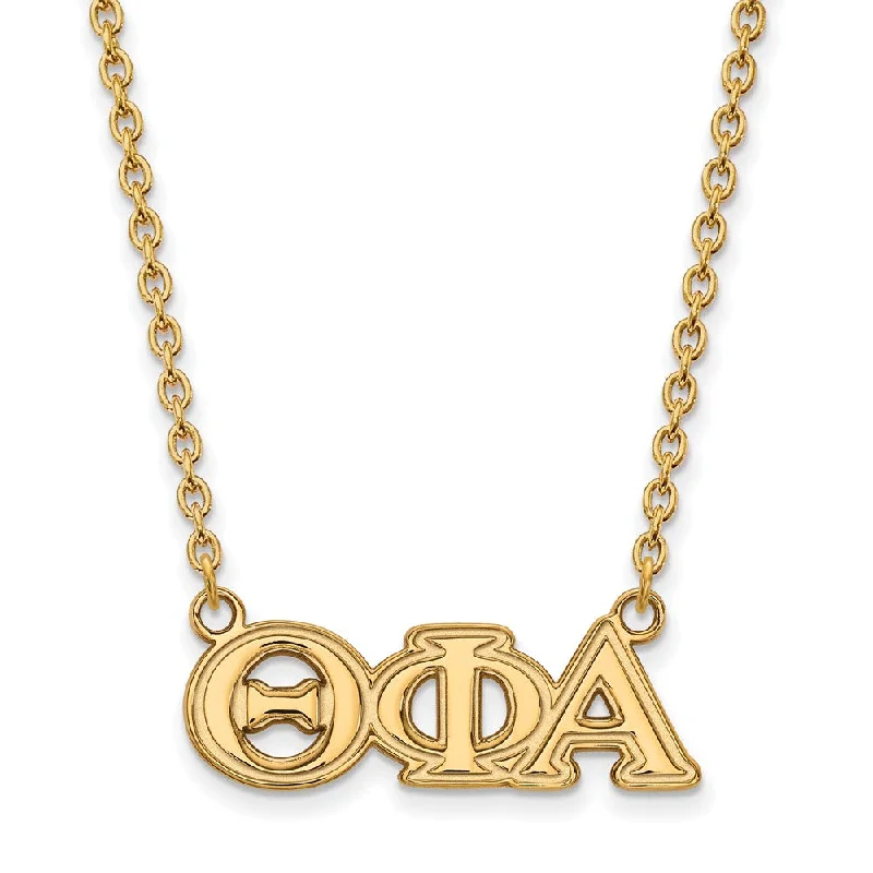 Statement Necklace with Gemstones-14K Plated Silver Theta Phi Alpha Medium Necklace