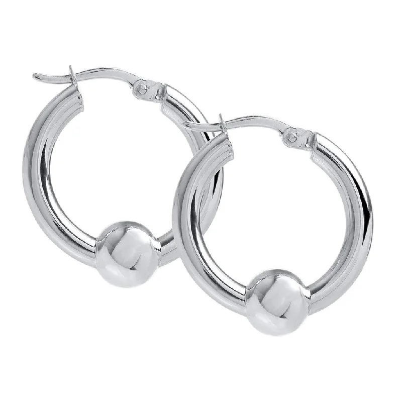 Acrylic Earrings for Casual Looks-LeStage® Cape Cod : Medium Hoop Earrings in Sterling Silver