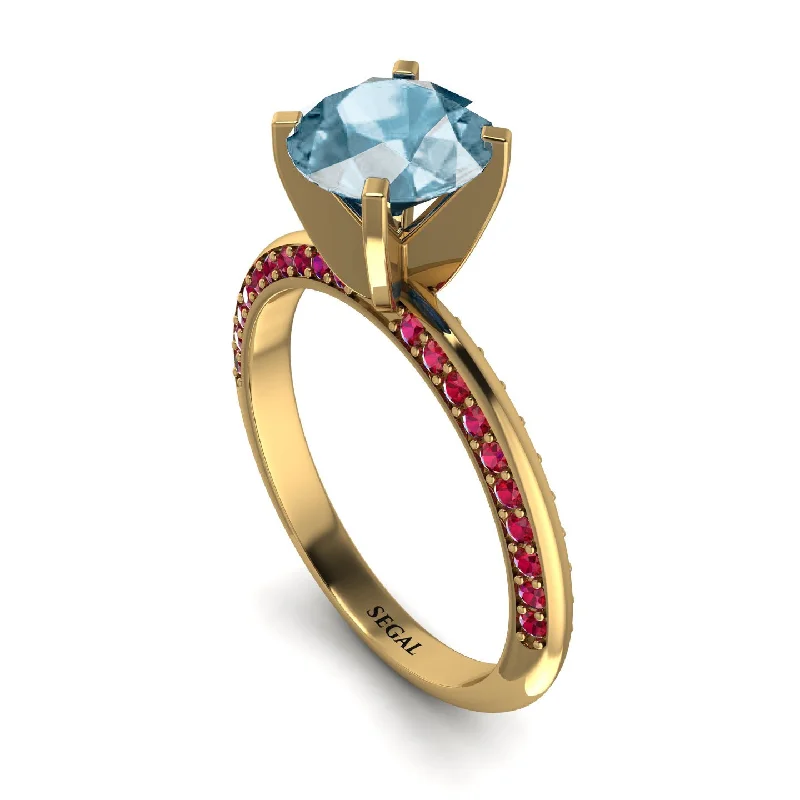 Chunky Gemstone Ring for Bold Style-Classic Aquamarine Ring With A Twist - Leilani No. 410