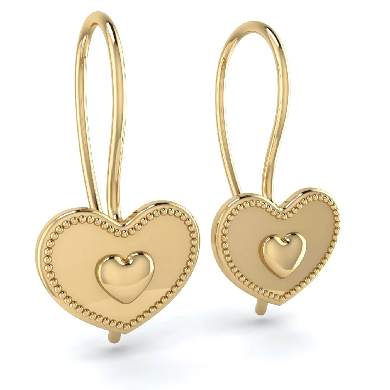 Personalized Earrings for Gifts-Charming Heart Hoop Earrings In Gold - Ariana No. 1