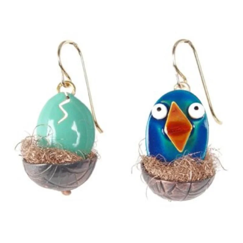 Chic Drop Earrings-Hatching Earrings Blue