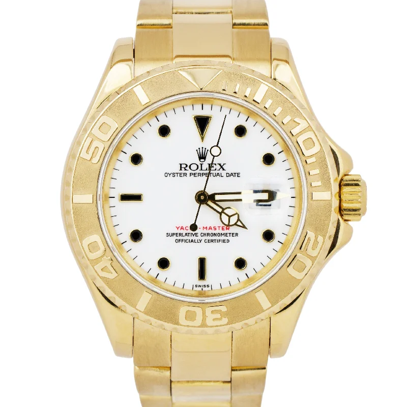 Bold Watches for Fashionable Men-Rolex Yacht-Master 40 YM1 NO HOLES White 18K Yellow Gold Oyster 16628 40mm Watch