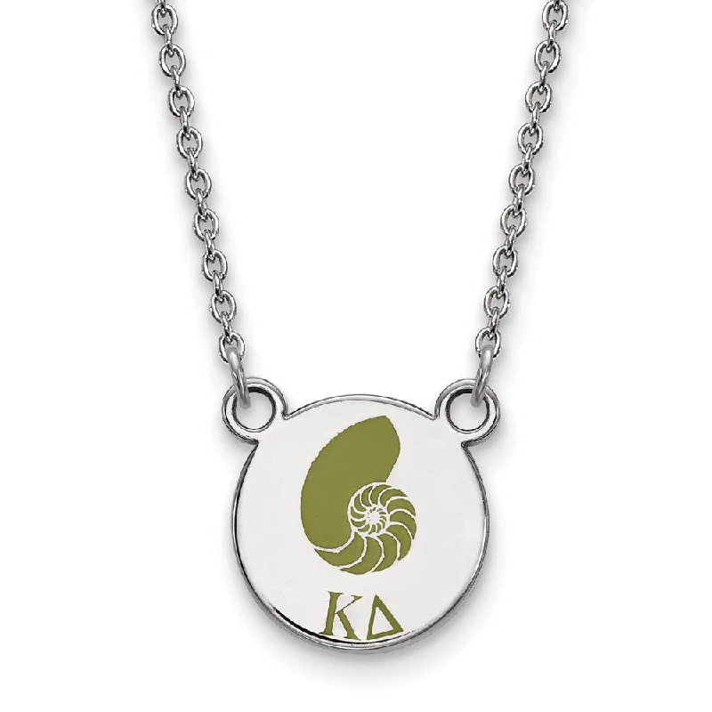 Long Pendant Necklace-Sterling Silver Kappa Delta Small Enamel Necklace