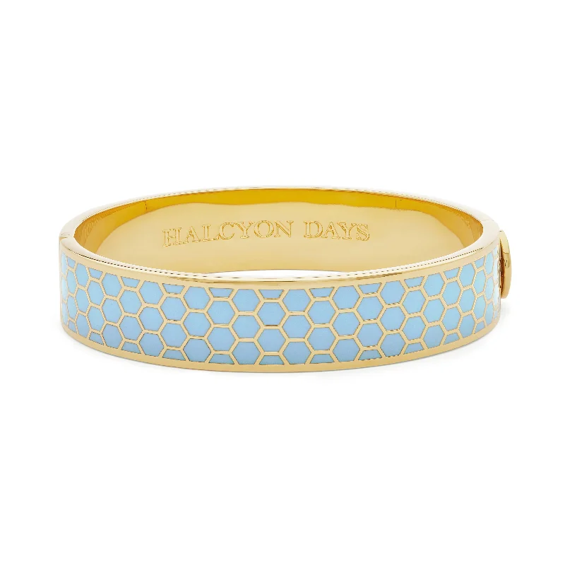 Chunky Beaded Bangles for Casual Wear-Honeycomb Forget-me-not & Gold Bangle