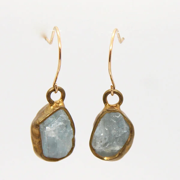 Trendy Earrings for Young Adults-Immersion Single Aquamarine Earrings