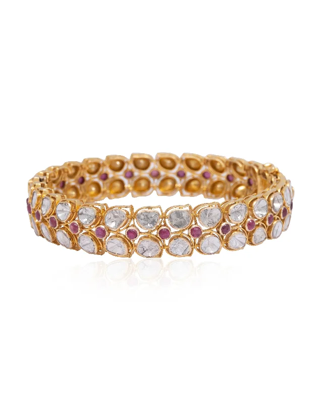 Beautiful Rose Gold Bangles for Fashionistas-Alima Polki Bangle