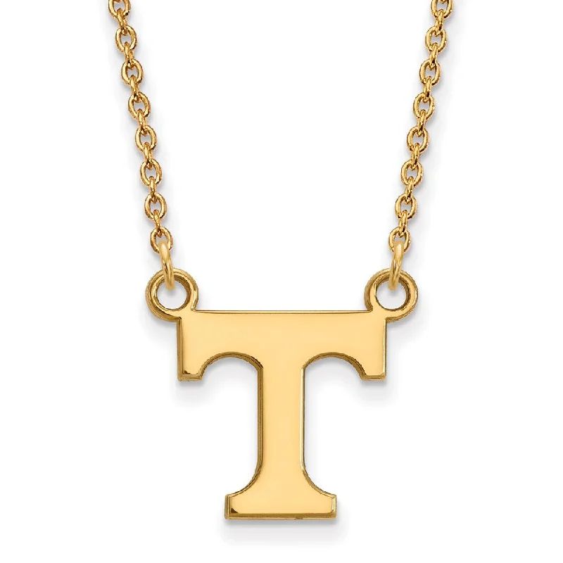 Beautiful Gold Necklace for Special Events-10k Yellow Gold U of Tennessee Small Initial T Pendant Necklace