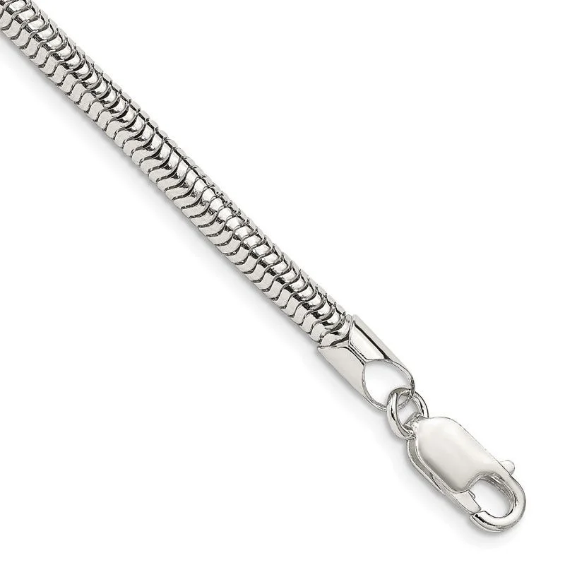 Adjustable Bracelet with Charm for Custom Style-Sterling Silver 4mm Round Snake Chain Bracelet