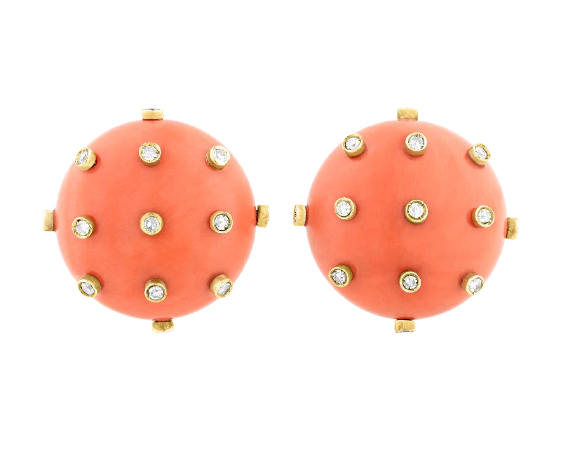 Gorgeous Earrings for Bridesmaids-Tiffany & Co. Coral and Diamond Earrings