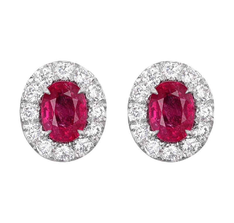 Ethnic Earrings for Traditional Wear-Mozambique Ruby and Diamond Earrings