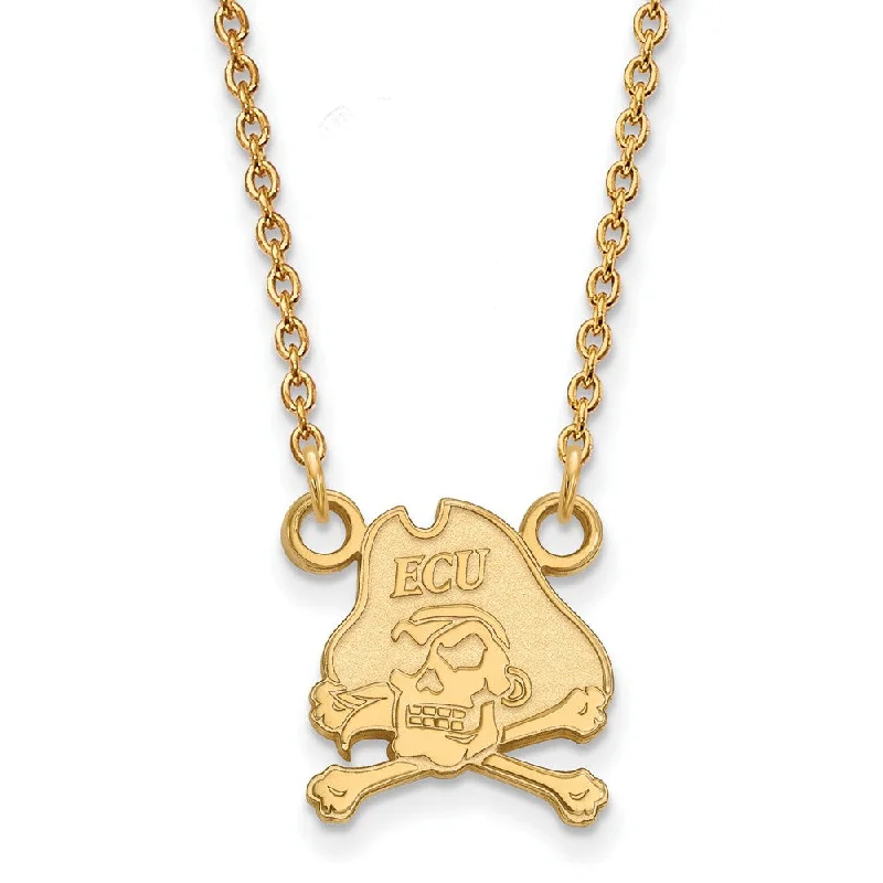 Customizable Charm Necklace-10k Yellow Gold East Carolina U Small Pirate Pendant Necklace