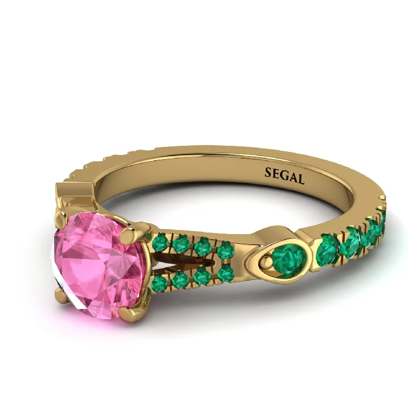 Personalized Gold Ring for Women-Vintage Pink Moissanite Engaement Ring - Arya No. 804