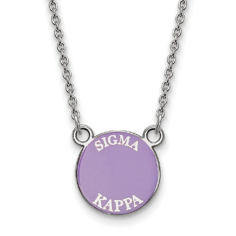 Adjustable Necklace for Comfortable Wear-Sterling Silver Sigma Kappa Small Enamel Disc Necklace