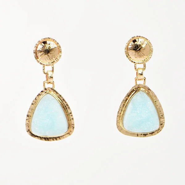 Boho Chic Earrings-Drusy Hemimorphite Earrings