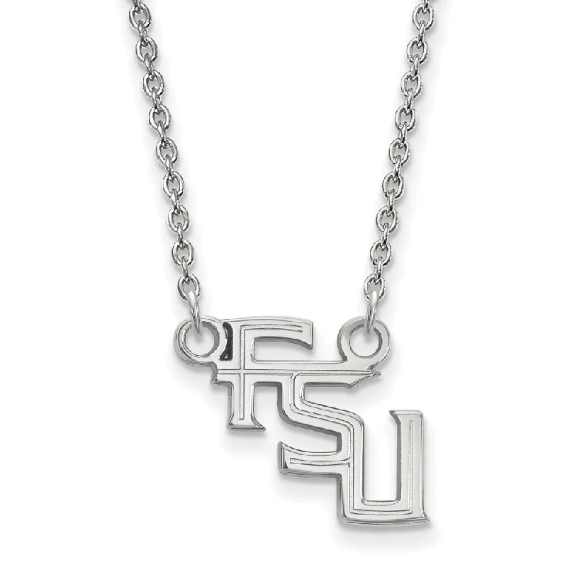 Elegant Chain Necklace for Weddings-Sterling Silver Florida State Small 'FSU' Pendant Necklace