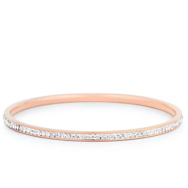 Pearl Bangles for Bridesmaids-Katlynn Rose  Gold CZ Bangle Bracelet