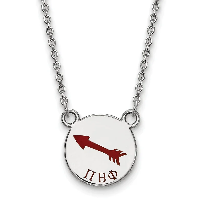 Engraved Necklace for Personal Touch-Sterling Silver Pi Beta Phi Small Enamel Necklace