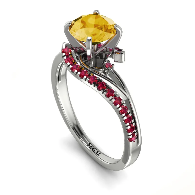 Custom Name Ring for Personal Touch-Twist Shank Citrine Engagement Ring - Maria No. 612