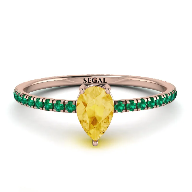 Birthstone Ring for Gifts-Pear Citrine Ring With Micro Pave - Taylor No. 605