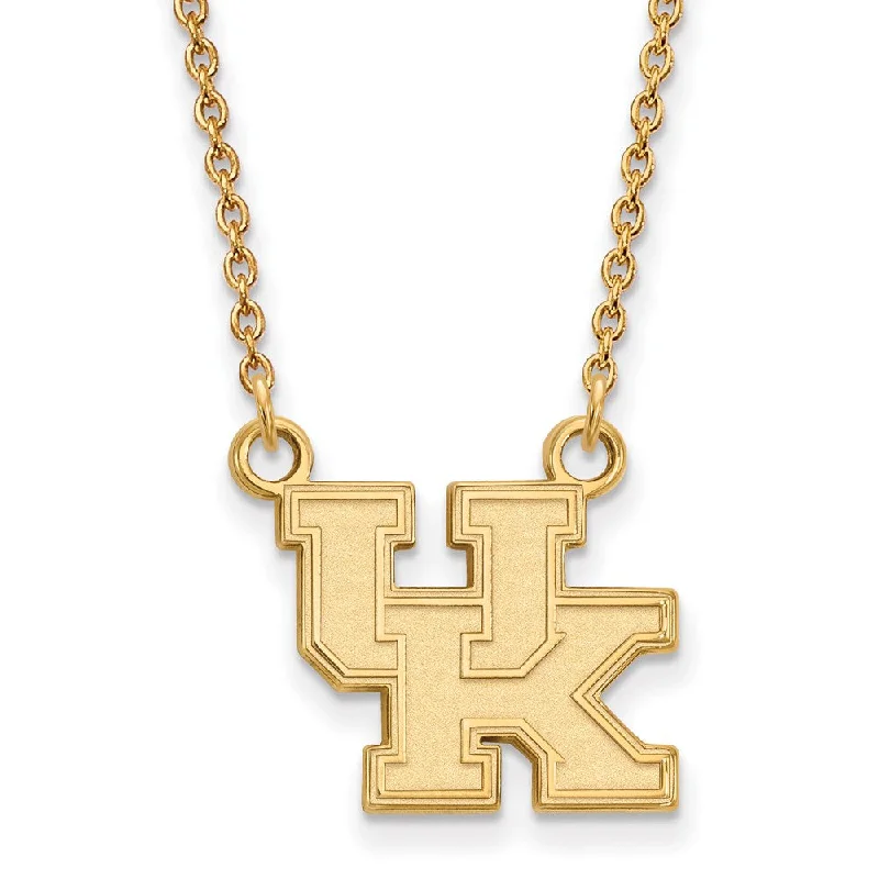 Necklace with Engraved Charm for Personal Touch-10k Yellow Gold U of Kentucky Small 'UK' Pendant Necklace