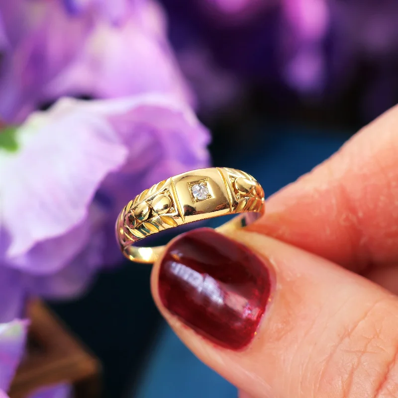 Bridal Ring Set for Weddings-Adorable Antique Hand Cut Diamond Band Ring