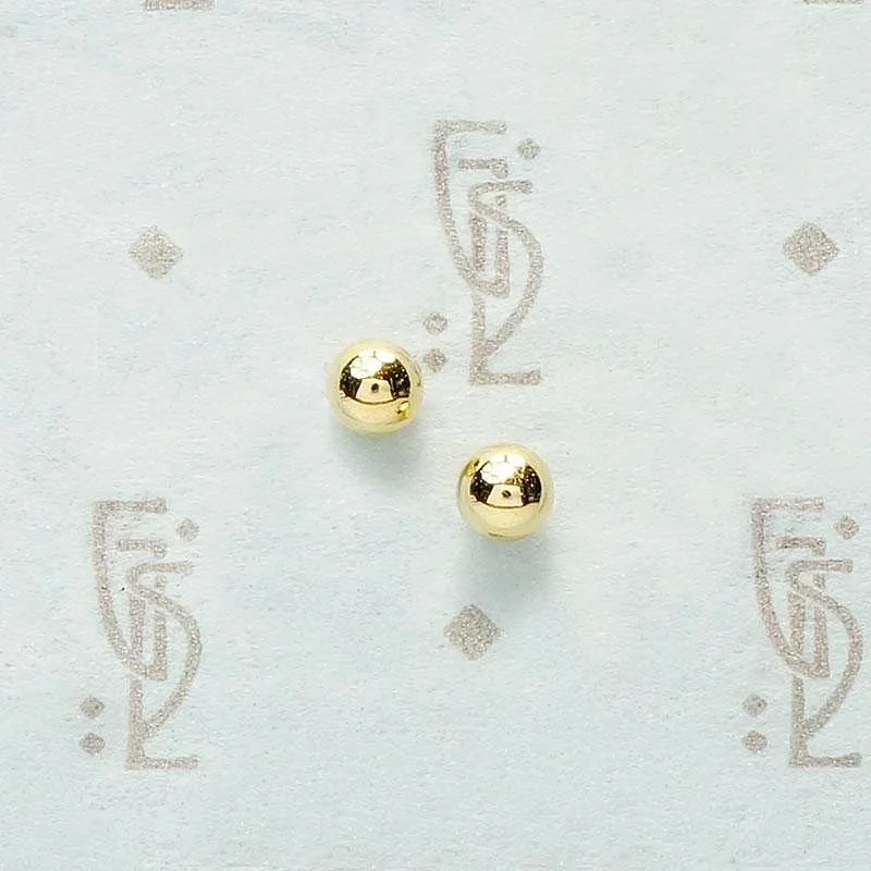 Long Silver Earrings-Recycled 14k Gold 3mm Ball Stud Earrings