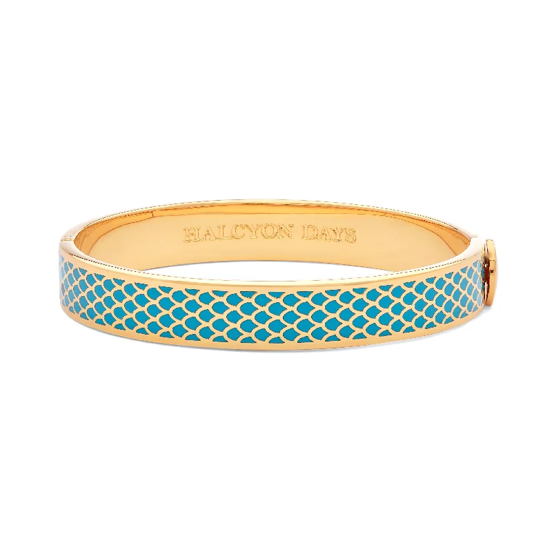 Personalized Wedding Bangles for Brides-Salamander Turquoise & Gold Bangle