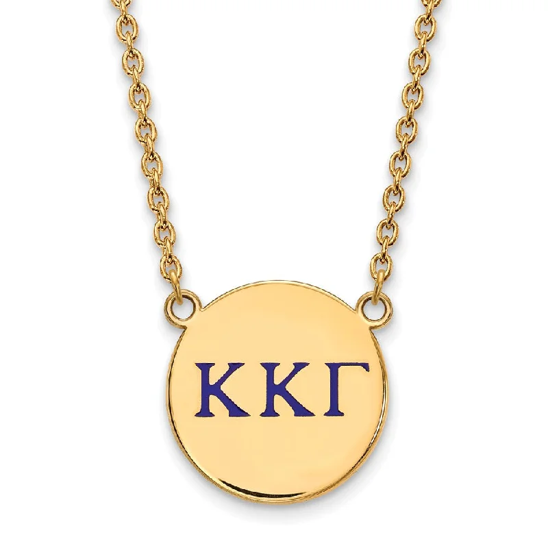 Adjustable Silver Necklace for Comfort-14K Plated Silver Kappa Kappa Gamma Large Enamel Necklace