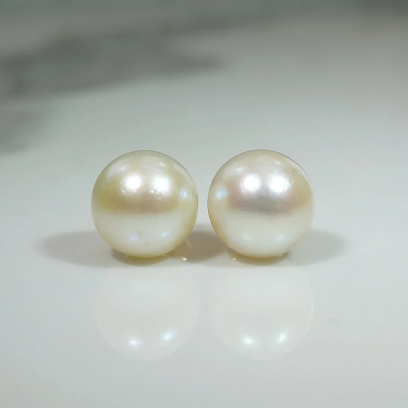 Classic Diamond Earrings-Elegant 9mm Pearl & 14k Gold Stud Earrings