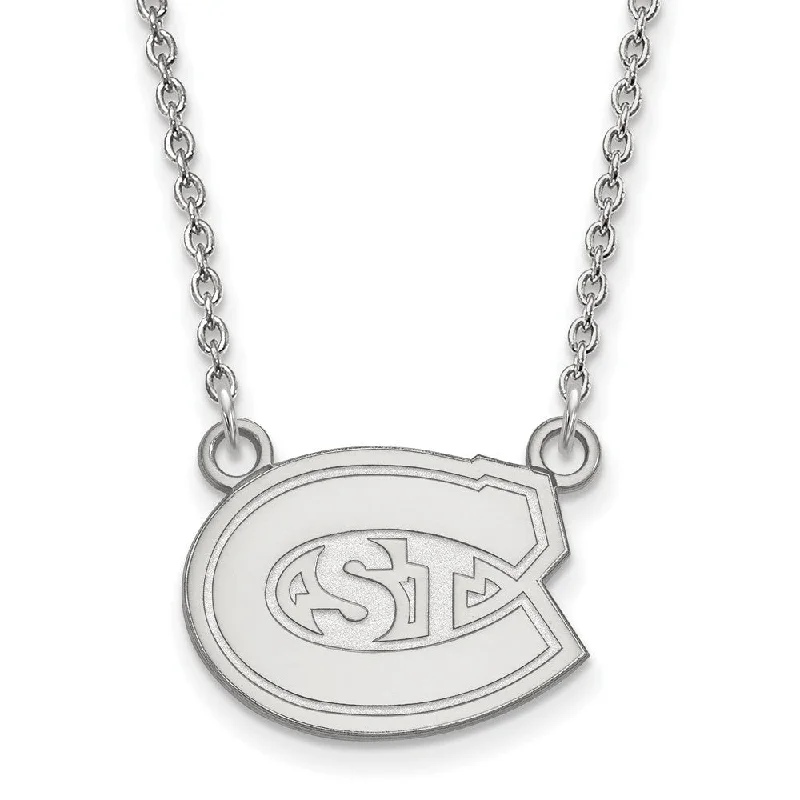 Unique Handmade Necklace-10k White Gold St. Cloud State Small Pendant Necklace