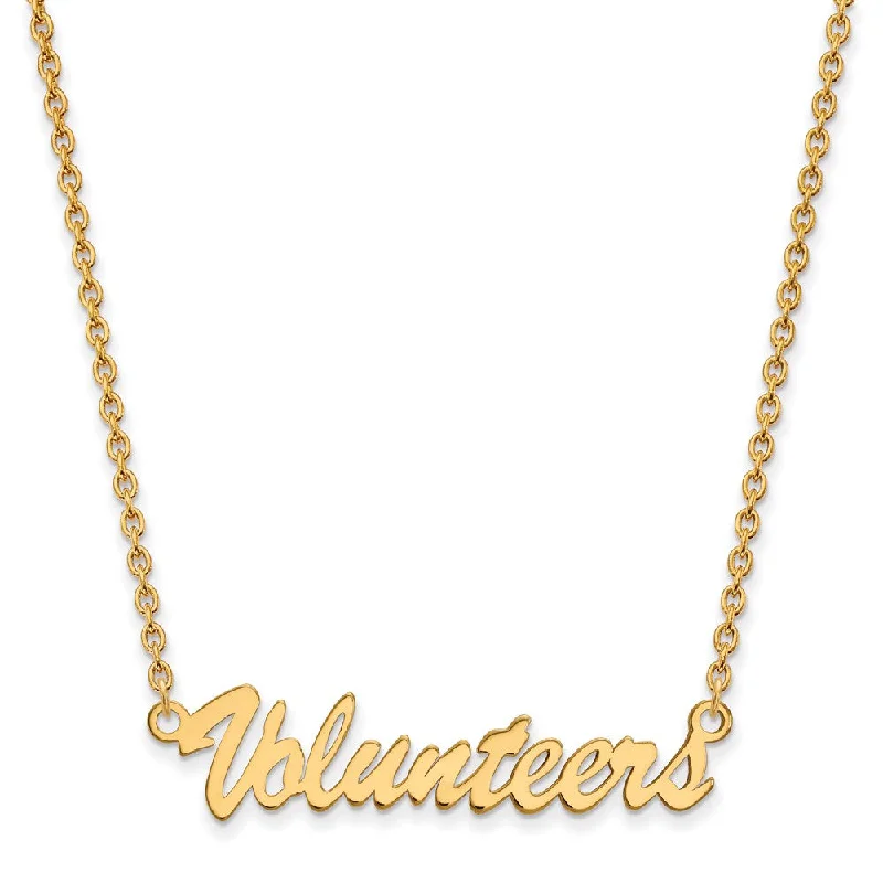 Designer Necklace for Fashion Lovers-14k Gold Plated Silver U of Tennessee Medium Script Pendant Necklace