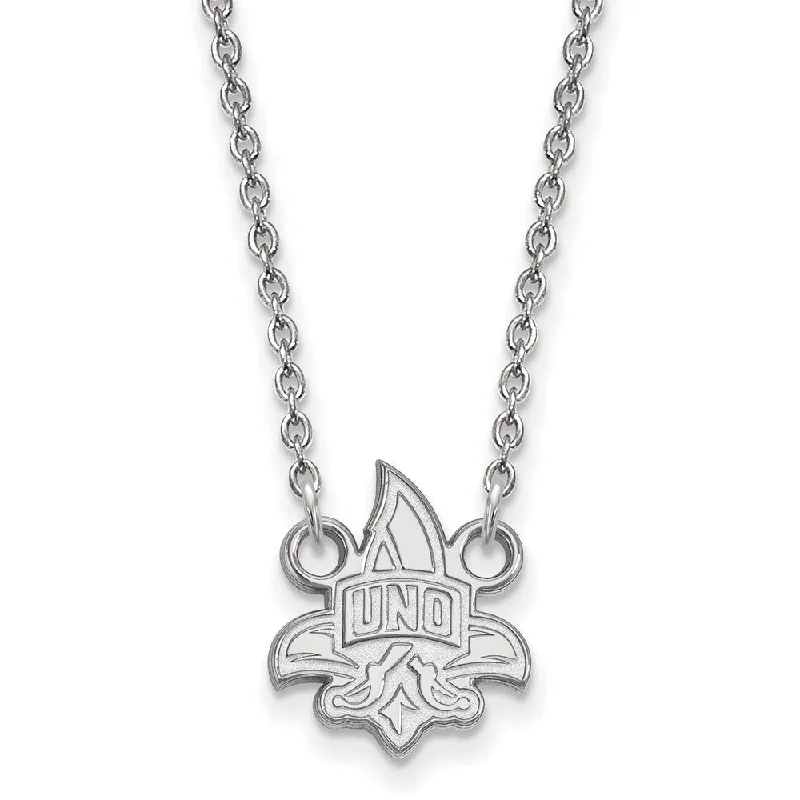 Adjustable Necklace for Comfortable Wear-10k White Gold U of New Orleans Small Pendant Necklace