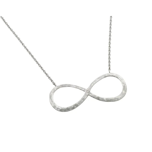 Black Necklace for Evening Events-Sterling Silver 925 Rhodium Plated Infinity Pendant Necklace