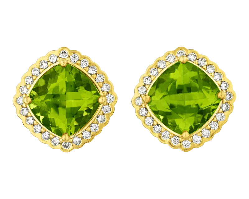 Custom Earrings for Personalized Style-Burmese Peridot Earrings, 7.40 Carats