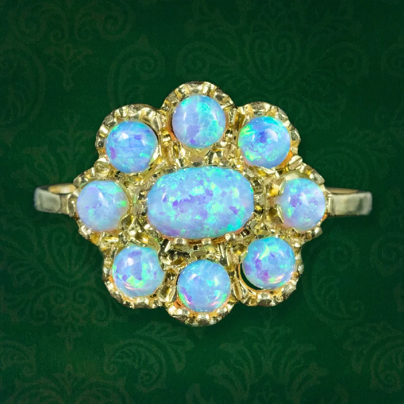 Unique Gemstone Ring-Victorian Style Opal Cluster Ring