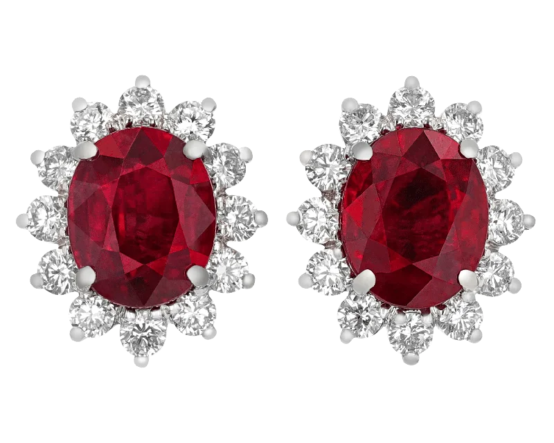 Handmade Gold Earrings-Burma Ruby Earrings, 5.13 Carats